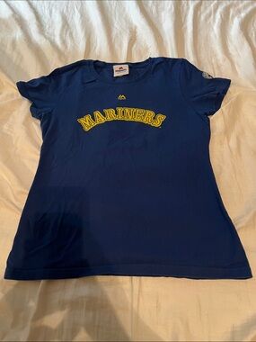 Ken Griffey Jr Number Retirement Retro Majestic Blue Tee with Yellow